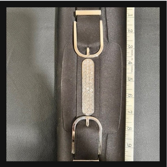 Black fabric evening clutch with rhinestones. EXCELLENT CONDITION! - Picture 8 of 10